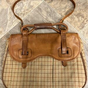 Bill Blass Brown and Tan Messenger Bag